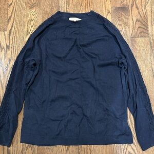 Sezane Black Long Sleeve Sweater with Lace Detail